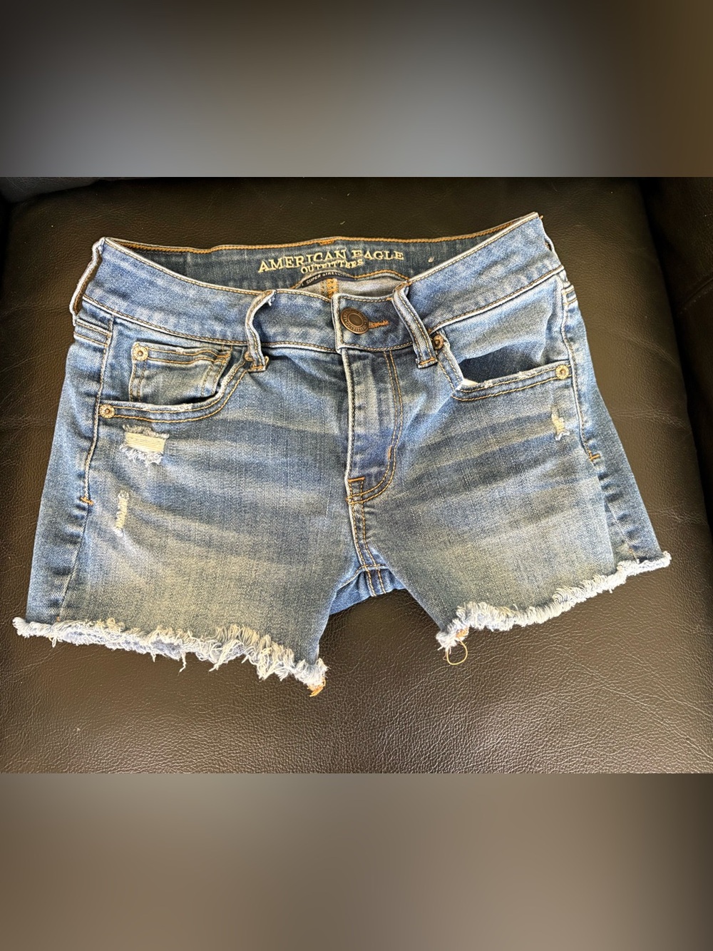 American Eagle Outfitters Medium Blue Denim Frayed Hem Shorts